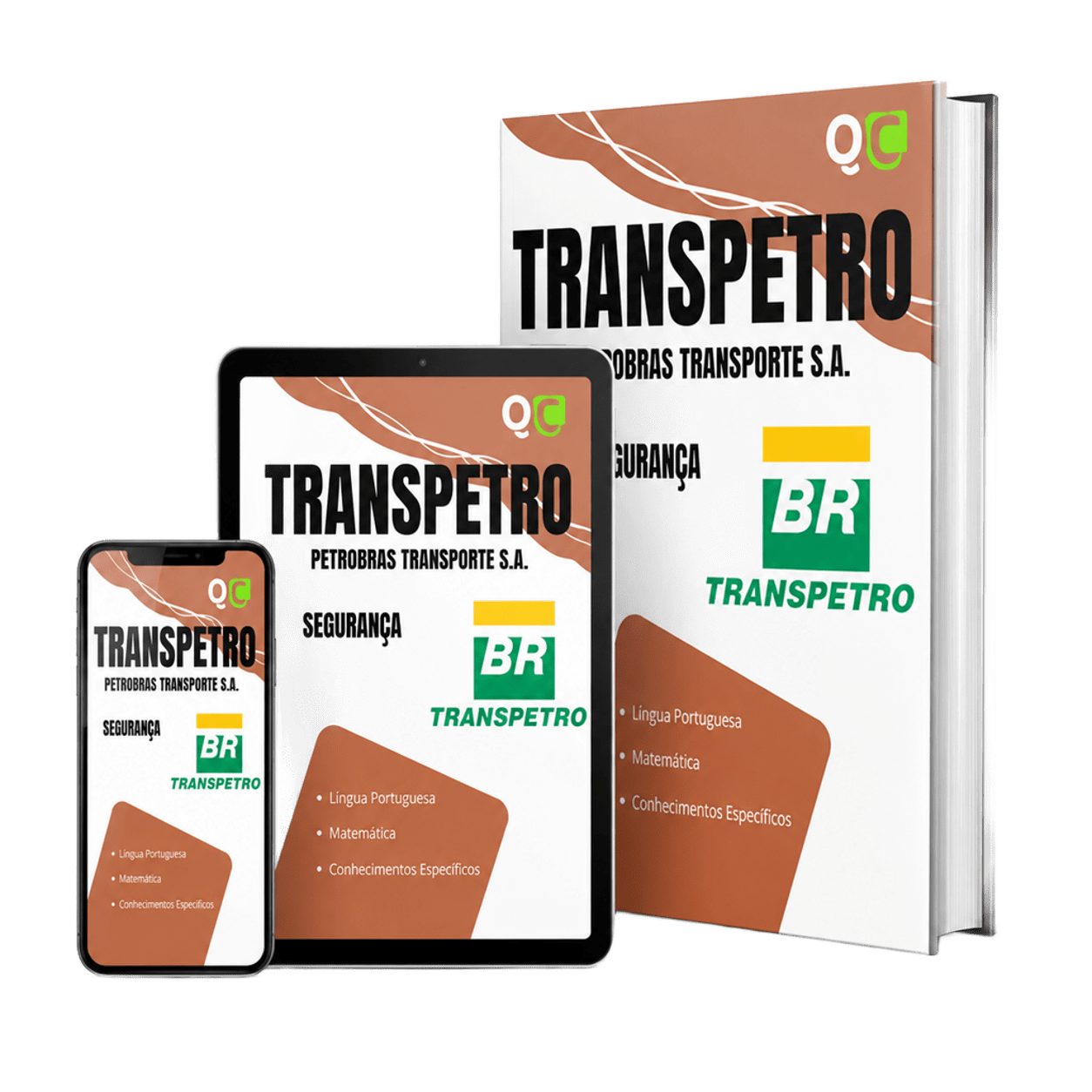 Mockup da Apostila Transpetro 2026 para o cargo de Profissional Nível Médio Júnior - Segurança